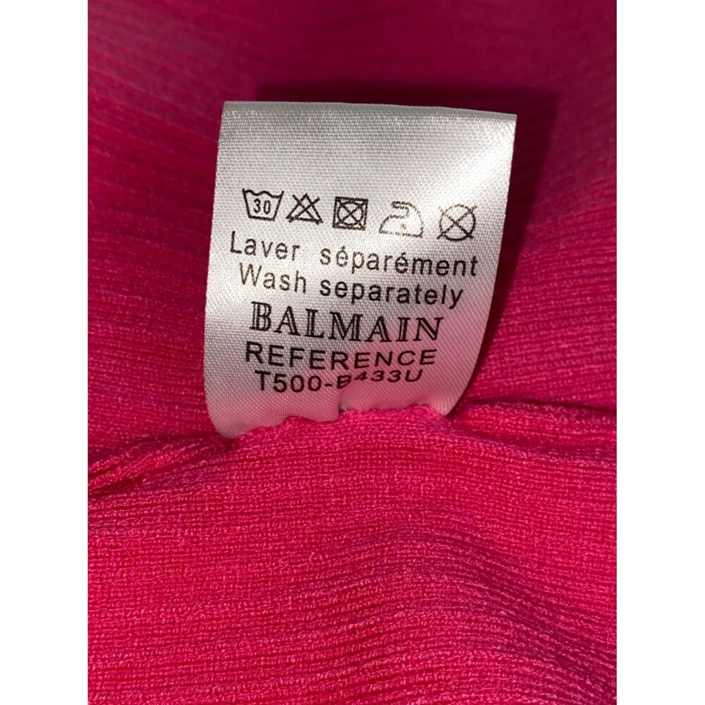 BALMAIN Paris Hot Pink White Knit Pull on Bodycon Style Dress - Picture 9 of 11